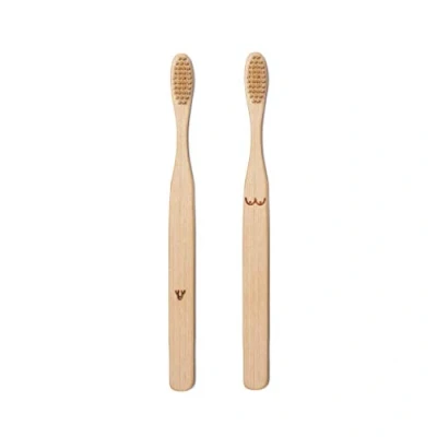 Image of Kikkerland His &amp; Hers Nudie Bamboo Compostable Toothbrush Set of 2
