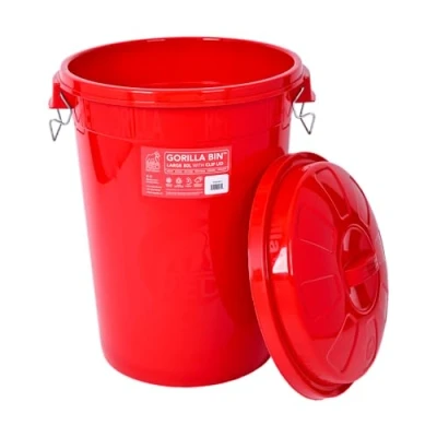 Image of Gorilla Bin™ 50L Bin with Clip Lid Red