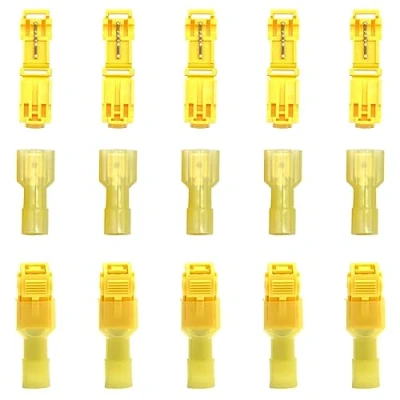 Image of Yosawo 60 Pieces T Tap Wire Connectors, Self Stripping Quick Splice Terminals and Fully Insulated Male Spade Connectors Kit (GXY)