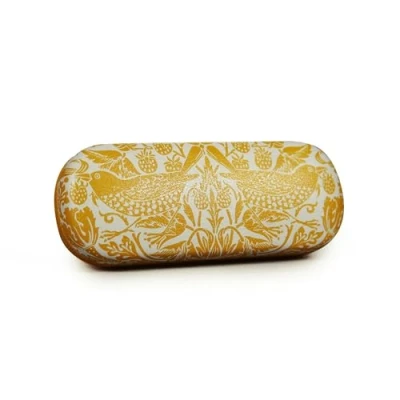 Image of Half Moon Bay Strawberry Thief William Morris Quince Yellow/White 6.5 x 2.7 Inch Polyurethane Eyeglass Protective Hard Case, Yellow/White,