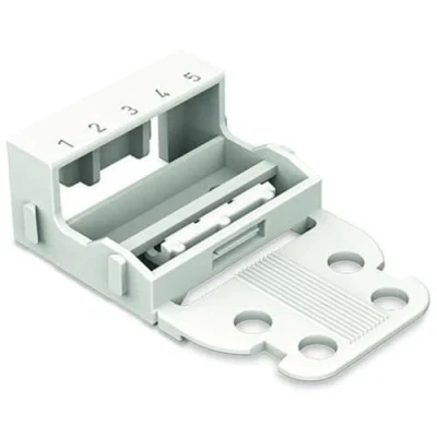 Image of WAGO mounting carrier; for 5 conductor terminal blocks; 221 Series 4 mm²; with snap in foot vertical mounting; white, 525 (10 pcs)
