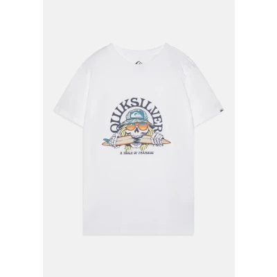 Image of Quiksilver Skull Feast Unisex Print Tshirt for kids, Size: 12y, White