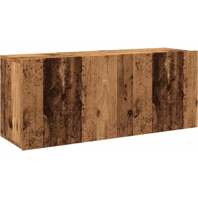 Image of vidalXL TV Cabinet Wall Mounted Media Stand 100x30x41cm Old Wood Engineered Storage Unit for Living Room &amp; Lounge
