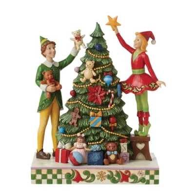 Image of Elf by Jim Shore Treat Every Day Like Christmas (Buddy With Jovie Decorating Tree) Figurine