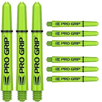 Image of TARGET Darts Pro Grip Shafts Set of 9 Green, Intermediate (41mm) Dart Stems, Professional Accessories, 2BA Shaft Multipack with Rings