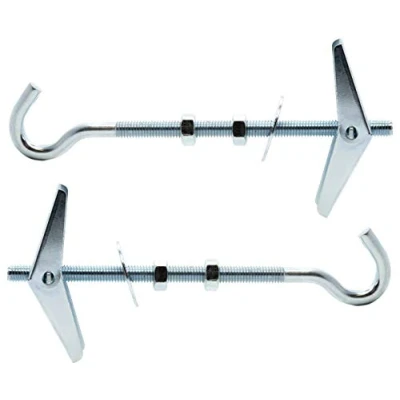 Image of M5 x 75mm Butterfly Anchors Spring Toggles with Open Hook for Plasterboard Hollow Wall Fixings (Pack of 2)