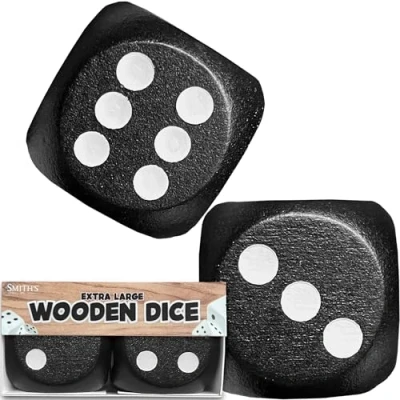 Image of Large Wooden Dice by Smith&#039;s® 3 x 3cm 2 Pack Black Educational Maths Games, Kids Board Game Accessories No Harmful Materials For Year Olds +