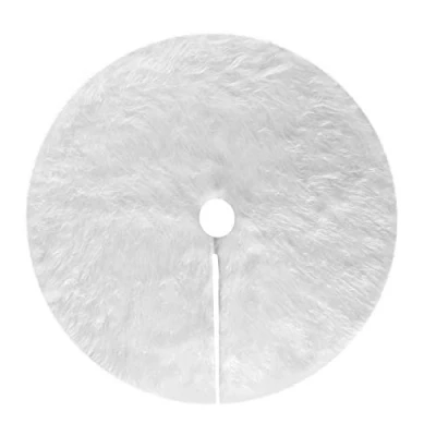 Image of Deggodech Faux Fur Christmas Tree Skirt Base Cover White Plush 78cm Xmas Mat for New Year Party Holiday Home Decorations (White, 31inches)
