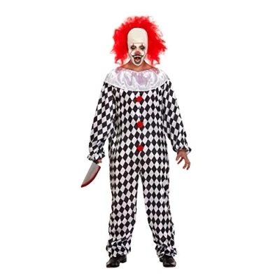 Image of Scary Clown With Wig Halloween Fancy Dress Costume Medium