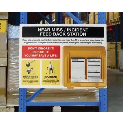 Image of Information Signs Near Miss Station with Suggestion Box 600x450mm 10mm Foam pvc Board
