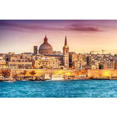 Image of Valletta Scenery in Malta DIY 5D Diamond Painting by Number Unique Kits Home Wall Decor Crystal Rhinestone Cross Stitch 50x60cm
