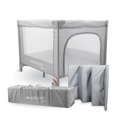 Image of Mobiclinic®, Baby Playpen, 2 in 1, Travel Cot, Carry Bag, Foldable, Side Entry, 0 3 years, Sleepland, Breathable Mesh, Wheels with Brake, Removable Mattress