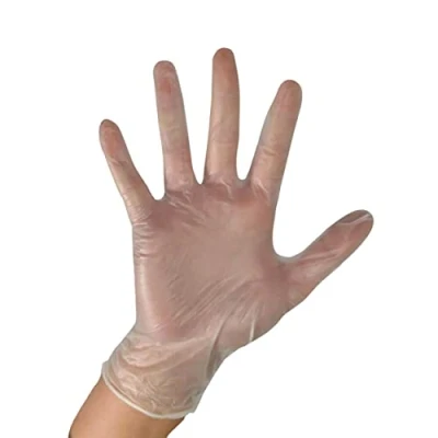 Image of Show me SafeHealth Clear Strong Flexible Powder Free Vinyl Gloves (Large, 100 Count) Safe Latex Free, Ambidextrous Multi Purpose Pull On Disposable for Either Hand