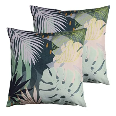 Image of furn. Leafy Cushions (Twin Pack) Teal One Size