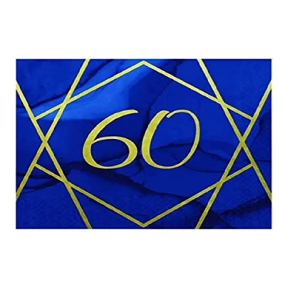 Image of Creative Party PC044DI Blue and Gold 60&quot; Lunch Napkins 16 Pcs, Napkins, 33cm