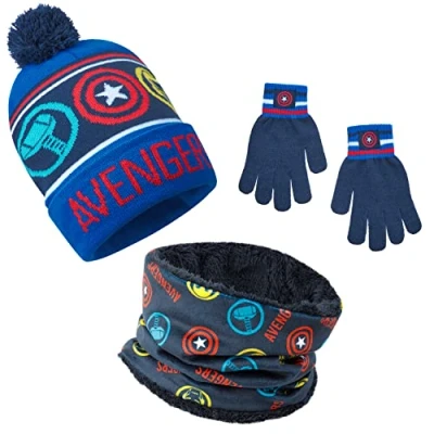 Image of Marvel Boys Winter Accessories Set, Cosy for School Travel Gifts (Blue Avengers 3 Pcs)