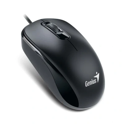 Image of Genius DX 110 Wired USB Type C Plug and Play Mouse, 1000 DPI Optical Tracking, 3 Button with Scroll Wheel, Ambidextrous Design 1.5m Cable, Black
