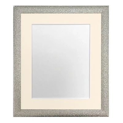 Image of FRAMES BY POST Glitz Champagne Silver Picture Photo Frame with Ivory Mount 8 x Image size 5 Inch Plastic Glass