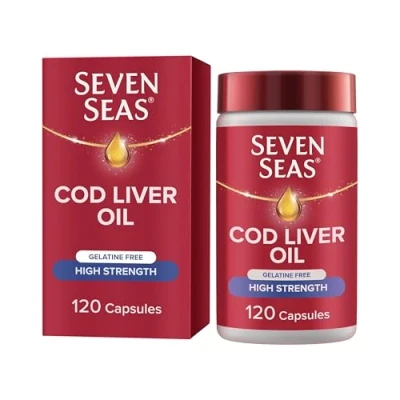 Image of Seven Seas Cod Liver Oil High Strength Gelatine Free Omega 3 120 Caps