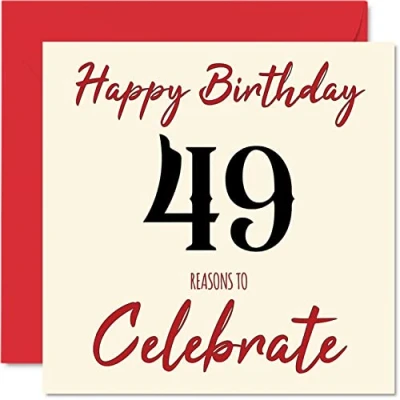 Image of Fun 49th Birthday Cards for Men Woman Reasons To Happy Card Dad Mum Brother Sister Grandad Nanny Grandma Uncle Auntie, 145mm x Greeting Cards,