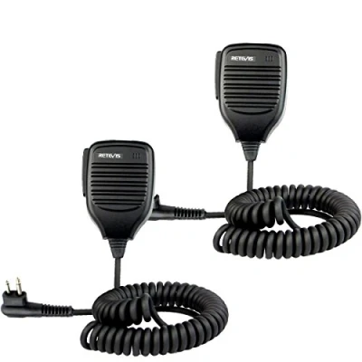 Image of Retevis R321 Walkie Talkie Speaker Mic 2 Pin Shoulder Microphone Compatible with Motorola DP1400 CP040 GP68 GP88 GP300 CT150 MidlandG15/G18 HYT TC 500 Two Way Radio (2 pcs)