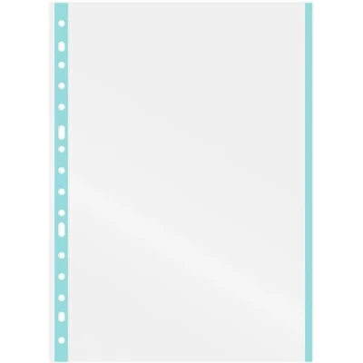 Image of Grafoplás Plastic Sleeves for Folios Pack of 10 Glass Pastel Blue Border Extra Polypropylene Reinforced Spine Perfect Ring Binder
