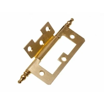 Image of 3 Pairs (6 Hinges) X Inch Cabinet Door Flush Hinges with Finials EB Brass Plated