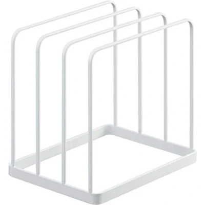 Image of YAMAZAKI 5052 TOWER Tray Stand, white, Steel, Minimalist, 19.5 x 16 cm