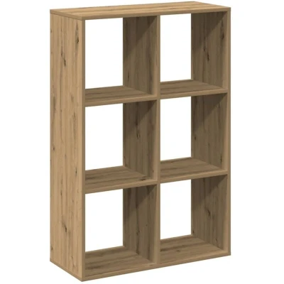Image of vidaXL Room Divider Bookcase Bookshelf Artisan Oak Engineered Wood 6 Compartments Modern Freestanding Shelving Unit for Living Room, Bedroom, Study