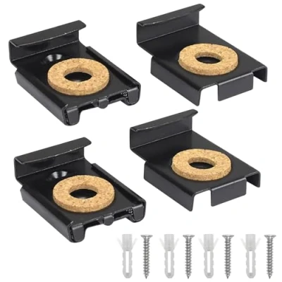 Image of 4pcs Mirror Hanger Clips, Brackets Frameless Glass Wall Hanging Fixing Kit, Spring Loaded Clips Clip with 4 Sets of Screws and Pins for Home Bathroom Living Room (Black)