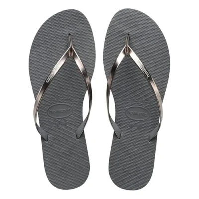 Image of Havaianas Women&#039;s You Metallic Flip Flop, Grey Steel Graphite, 8 UK