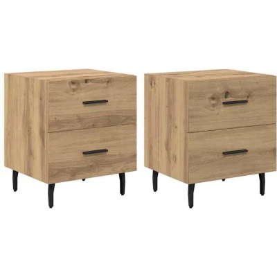 Image of vidaXL Bedside Cabinet with Drawer 2 pcs Artisan oak 40 x 35 47.5 cm