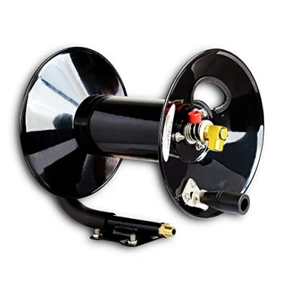 Image of ReelWorks Air Hose Reel Tool Retractable Hand Crank 3/8&quot; Inch x 100&#039; Feet 300 PSI / 20 BAR Heavy Duty Steel Construction (Hose Not Included)