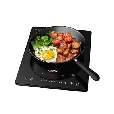 Image of CIARRA CBTIH1 Portable Induction Hob 2000W Single Cooking Zone with Touch Control Ceramic Glass Panel 8 Power Levels 3 Hours Timer Child Lock