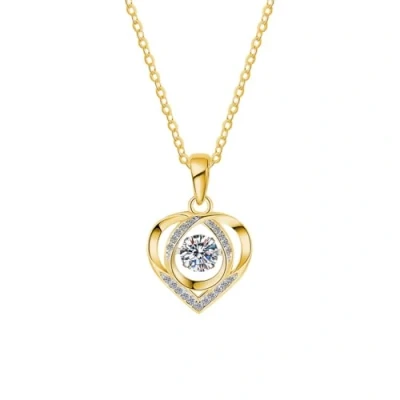 Image of KONFEN Necklace for Women, Movable Cubic Zirconia Love Heart Pendant with Adjustable Chain, Ladies Necklaces and pendants Jewellery Gifts Girls, Gold