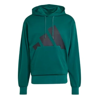 Image of adidas Men&#039;s ESSENTIALS BIG LOGO FRENCH TERRY HOODIE, collegiate green/black, XS