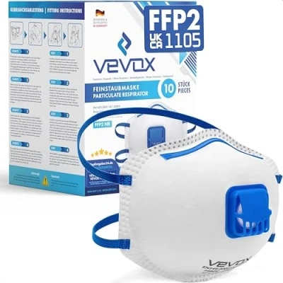 Image of VEVOX® Respirators FFP3, FFP2 or FFP1 sets of 5, 10, 20 5000 with comfort sealing respirator face mask ffp3/ffp2/ffp1 valved facemasks dust valve
