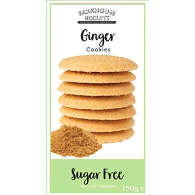 Image of Farmhouse Biscuits Sugar Free Ginger Cookies 150g (6 Pack)