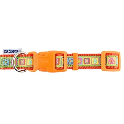 Image of Ancol Indulgence Orange Squares Adjustable Collar, 45 70 cm Length