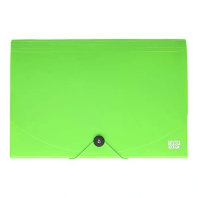 Image of TTO Expanding File Folder with 12 Compartments and Elastic Closure Polypropylene A4+ Green