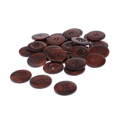 Image of Easnea 30pcs/set Wooden Buttons 40mm Round Shape Mixed Handmade Sewing 4 Holes for Sewing, Crafting, Decoration, DIY, Dress, etc Dark Coffee
