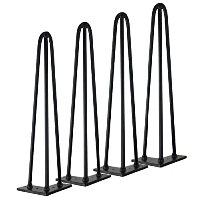 Image of Qrity [Upgrade Lot 4 Hairpin Table Legs, 40cm DIY Metal 3 Rods, Stronger, with Screws and Floor Protectors