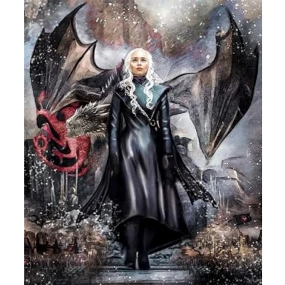 Image of GerRit DIY 5D Diamond Painting Kits for Adults Kids,Game of Thrones,Full Round Embroidery Cross Stitch Crystal Rhinestone Pictures Arts Craft Home Wall Decoration 30x40cm
