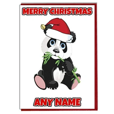 Image of AK Giftshop Fun Personalised Panda Christmas Card