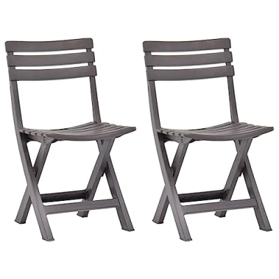 Image of vidaXL Folding Garden Chairs 2 pcs Durable Mocha Plastic Weather Resistant Outdoor Seating Foldable and Lightweight Patio Furniture