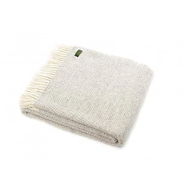 Image of Tweedmill Textiles 100% Pure New Wool Sofa Bed Throw Blanket Beehive Grey