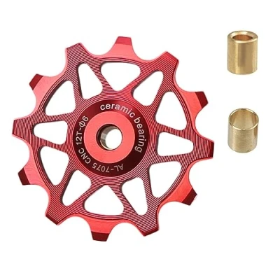 Image of Bicycle Jockey Wheels 12T/14T MTB Ceramic Bearing Derailleur Pulleys High Performance Rear for And Road Bikes,Red,12T
