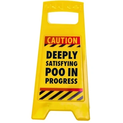 Image of Boxer Deeply Satisfying Poo in Progress Novelty Toilet Humour Warning Sign Hilarious Secret Santa Gift For Him, 11.8cm x 25cm