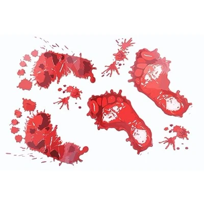 Image of 4 Pcs Large Halloween Stickers Bloody Footprints Scary Spooky Horror House Wall Window Décor