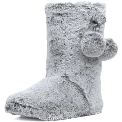 Image of DUNLOP Ladies Womens Slippers Full Bootie Boots Faux Fur Memory Foam Shoes Sizes 3 9 (Grey Mist, UK Footwear Size System, Adult, Women, Numeric, Medium, 6)